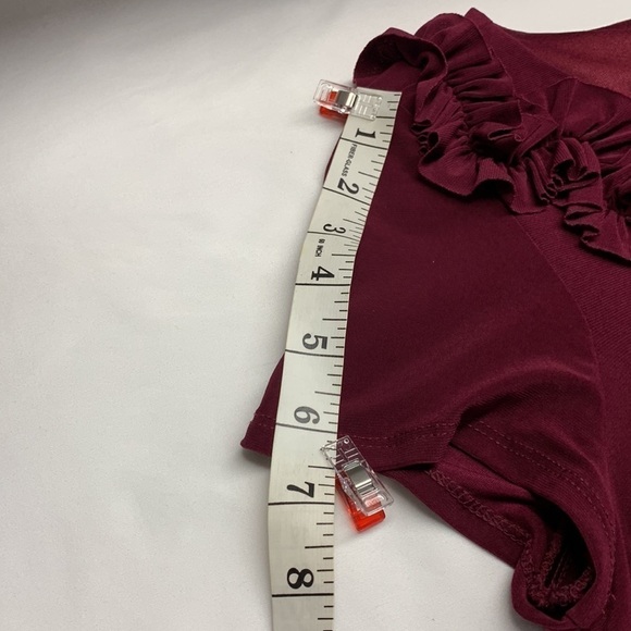 Dress Barn Short Sleeve Dress Neck Ruffle Detail Fully Lined Size 6 Colour Plum - Picture 8 of 12